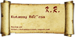 Kutassy Rózsa névjegykártya